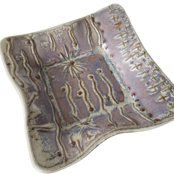 Art Pottery 2 Mini Trinket Dishes Handmade Abstract Design Neutral Colour - Picture 7 of 10